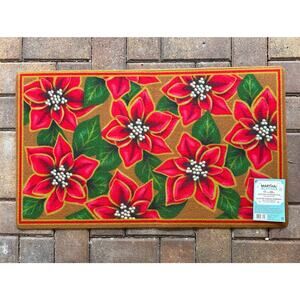 Martha Stewart Floor Door Mat Winterberry Collection "Winter Poinsettia" NWT
